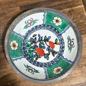 Vintage Pewter Clad Chinese Bowl